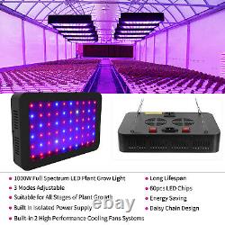 1 2 3 4pcs LED Grow Light Panel 1000W Full Spectrum Indoor VEG Bloom Dual Switch