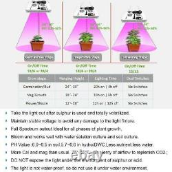 1200 W LED Grow Light Full Spectrum Veg Bloom Flower 2 Switch Lamp Timing+Gift