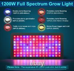 1200W Full Spectrum LED Grow Light Veg Bloom Switch for Indoor Hydroponics 3X3ft