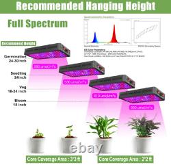 1200W LED Grow Light with 12 Band Full Spectrum VEG BLOOM Switches for Hydroponic