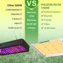 1500W LED Grow Light Lamp Replace HPS HID Sunlike Full Spectrum Veg Hydroponis
