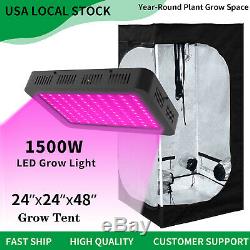 1500W Led Grow Light Veg Flower Plant +2' x 2' Hydroponic Indoor Grow Tent Kit