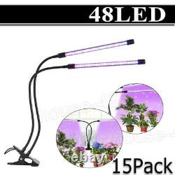 15x 48LED 2 Head Plant Grow Light Lamp Bulb Full Spectrum for Indoor Plants&Veg