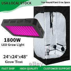 1800W Led Grow Light Veg Flower Plant +2'x2' Hydroponic Indoor Grow Tent Kit