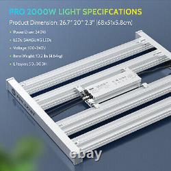 2000W LED Grow Light Full Spectrum 4x4ft Coverage Dimmable Indoor Hydroponic Veg