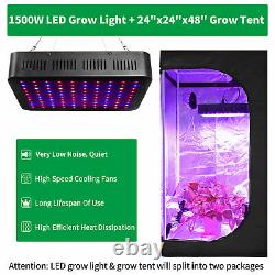 24''x24''x48'' Indoor Grow Tent + 1500W LED Grow Light Full Spectrum Veg Bloom