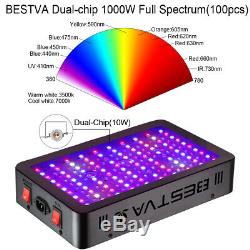 BESTVA 1000W LED Grow Light Full Spectrum 12 Band for Indoor Plants Veg Bloom