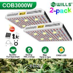 COB 2PCS 3000W Full Spectrum Plant LED Grow Light Bulb Lamp for Hydro Flower Veg