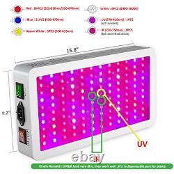 Exlenvce 1500W 1200W LED Grow Light Full Spectrum for Indoor Plants Veg and with