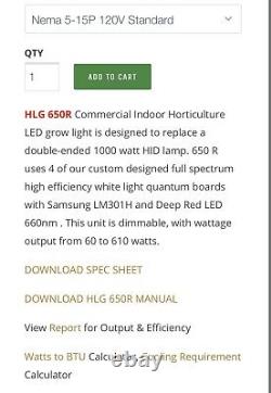 HLG 650R Quantum Board Horticulture Lighting Group LED Grow Light For Veg Bloom
