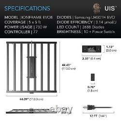 IONFRAME EVO8, Samsung LM301H EVO Commercial Bar LED Grow Light, 730W, 5x5 ft