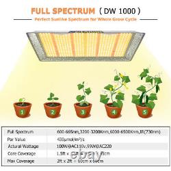 LED Grow Light Full Spectrum DW 1500W for Indoor Plants Veg Bloom IR Tent Kit