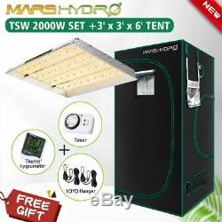Mars Hydro TS 2000W LED Grow Light Veg Flower+3'x3'x6' Indoor Tent Kits Home Box