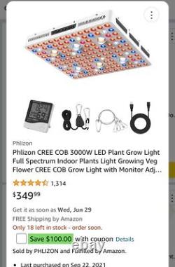 PHLIZON 3000W 6XCREE COB Led Grow Light Full Spectrum fr Indoor Plant Veg Flower