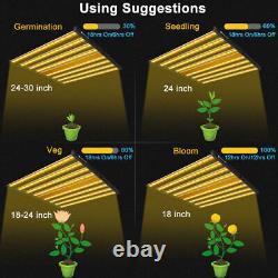 Phlizon 1000W LED Grow Light Bars Full Spectrum CO2 Commercial Plant Veg Flower