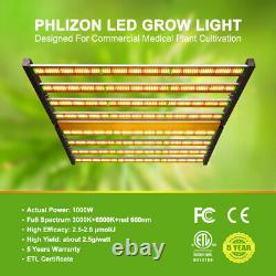 Phlizon 1000W LED Spectra Grow Light Samsung LM281B Veg Flower fr Indoor Plants