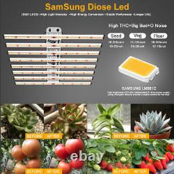 Phlizon 640W LED Grow Light 8Strip Sunlike Full Spectrum For Seedling Flower Veg