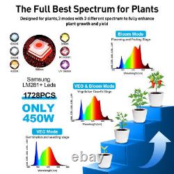 Phlizon FD4500 LED Grow Light Bars Dimmable Full Spectrum CO2 Indoor Veg Flower