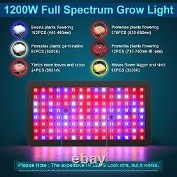 Phlizon LED Plant Grow Light with SMD LEDs Full Spectrum Daisy Chain 1200W