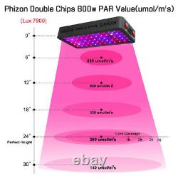 Phlizon Newest VEG/BLOOM 600W LED Plant Grow Light With TH Monitor for Hydroponics