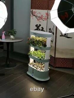 Smart Hydroponic Vegetable Garden Tower Grow Kit 4 Level with Grow Light White