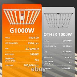 Spider Farmer G1000W LED Grow Light Bars Dimmable Full Spectrum CO2 Veg Flower