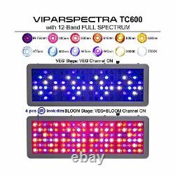 Viparspectra Timer Control 600W LED Grow Light Dimmable Veg Bloom Channels New