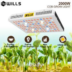 Wills 2000W COB LED Grow Light Full Spectrum For Indoor Plants Flower Veg Bloom