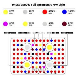 Wills 2000W COB LED Grow Light Full Spectrum For Indoor Plants Flower Veg Bloom