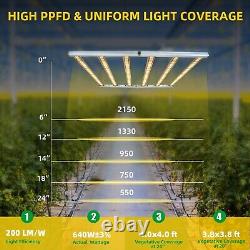 640W 6 Bar Lampe de Culture à LED Spectre Complet Liante pour Semis Légumes Hydroponique Croissance