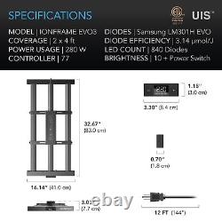 IONFRAME EVO3, Lampe de croissance LED commerciale Samsung LM301H EVO, 280W, 2x4 ft