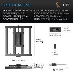 IONFRAME EVO4, Lampe de culture LED commerciale Samsung LM301H EVO Bar, 300W, 3x3 ft