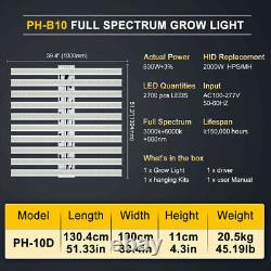 Lampe de Croissance LED 800W pour Plantes Veg Bloom Spectre Complet Commercial Dimmable IP65