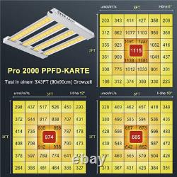 Lumière de croissance LED 2000W à spectre complet pour hydroponie intérieure, couverture de 4x4 pieds, dimmable