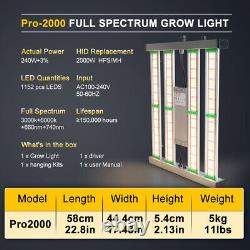 Lumière de croissance LED Full Spectrum 2000W Couverture 4x4ft Hydroponique Intérieur Végétative Dimmable