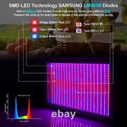 Lumière de croissance LED Full Spectrum pour plantes avec interrupteur Veg & Bloom 2000W