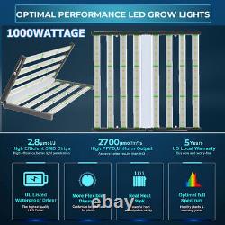 Lumière de croissance LED Phlizon 1000W Full Spectrum FD8000 pour plantes d'intérieur Veg Flower Bloom