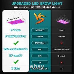 Lumière de croissance LED à spectre complet pour plantes avec commutateur Veg & Bloom 1200W