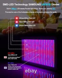 Lumière de croissance LED à spectre complet pour plantes avec interrupteur Veg & Bloom 2000W