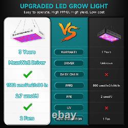 Lumière de croissance à LED Full Spectrum 1200W, Lumière de croissance pour plantes avec interrupteur Veg & Bloom pour