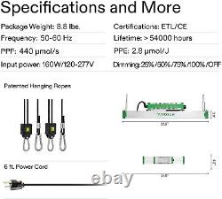 Lumière de culture LED VIVOSUN VSX1600, 2x2ft. Avec Diodes Samsung et Spectre Complet Sunlike