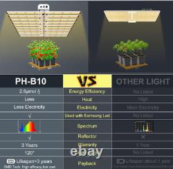 PHLIZON 800W Barre de Lumière de Croissance LED 10Strip Commerciale pour Fleurs et Légumes en Intérieur