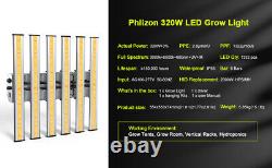 Phlizon 1000W 320W Avec Barre Lumineuse pour Plantes à LED Samsung Full Spectrum Lampe Intérieure Fleur