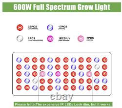 Phlizon 600w Led Grow Lampe De Lumière Plein Spectre Pour La Maison Des Plantes À L'intérieur Fleur De Veg