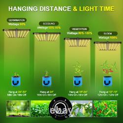 Phlizon 640W 240W Lampe de croissance LED à spectre complet pour plantes d'intérieur VEG Bloom