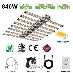 Phlizon 640W LED Grow Light 8Strip Spectre Complet Sunlike pour Semis Fleur Veg