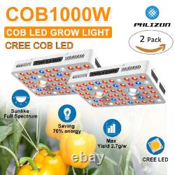 Phlizon Cree Cob Series 2pcs 1000w Led Plant Grow Light Pour Les Fleurs De Veg Intérieur