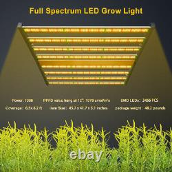 Phlizon Pd 1000 Led Grow Lumière Veg Bloom Plante Plein Spectre Datachable Lampe À Barres
