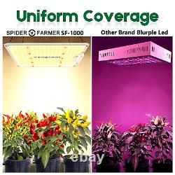 Spider Fermier Sf-1000 Led Grow Light Spectre Complet Plantes Lumières Accueil Veg Lampe
