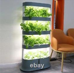 Tour de jardinage hydroponique intelligent pour légumes avec kit de croissance à 4 niveaux et lumière de croissance blanche